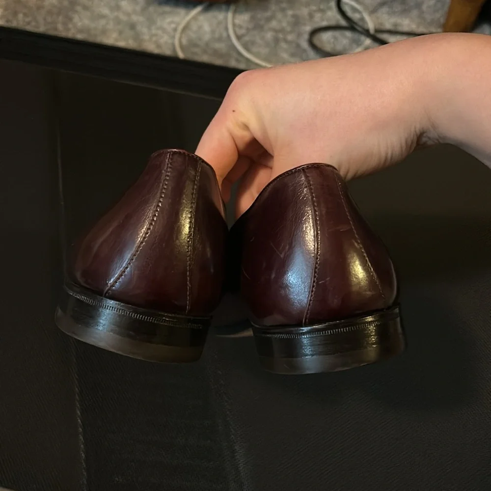 Vintage Salvatore Ferragamo Croc Embossed Burgundy Leather Tassel‎ Penny Loafers
